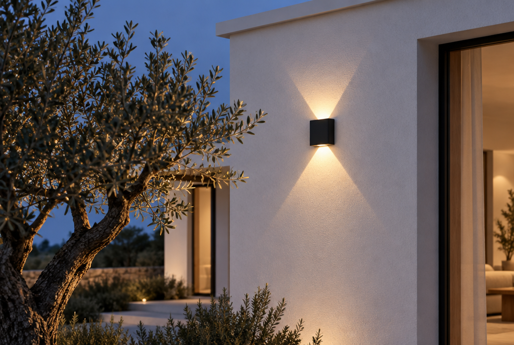 Piana Outdoor Wall Light — Black in a room