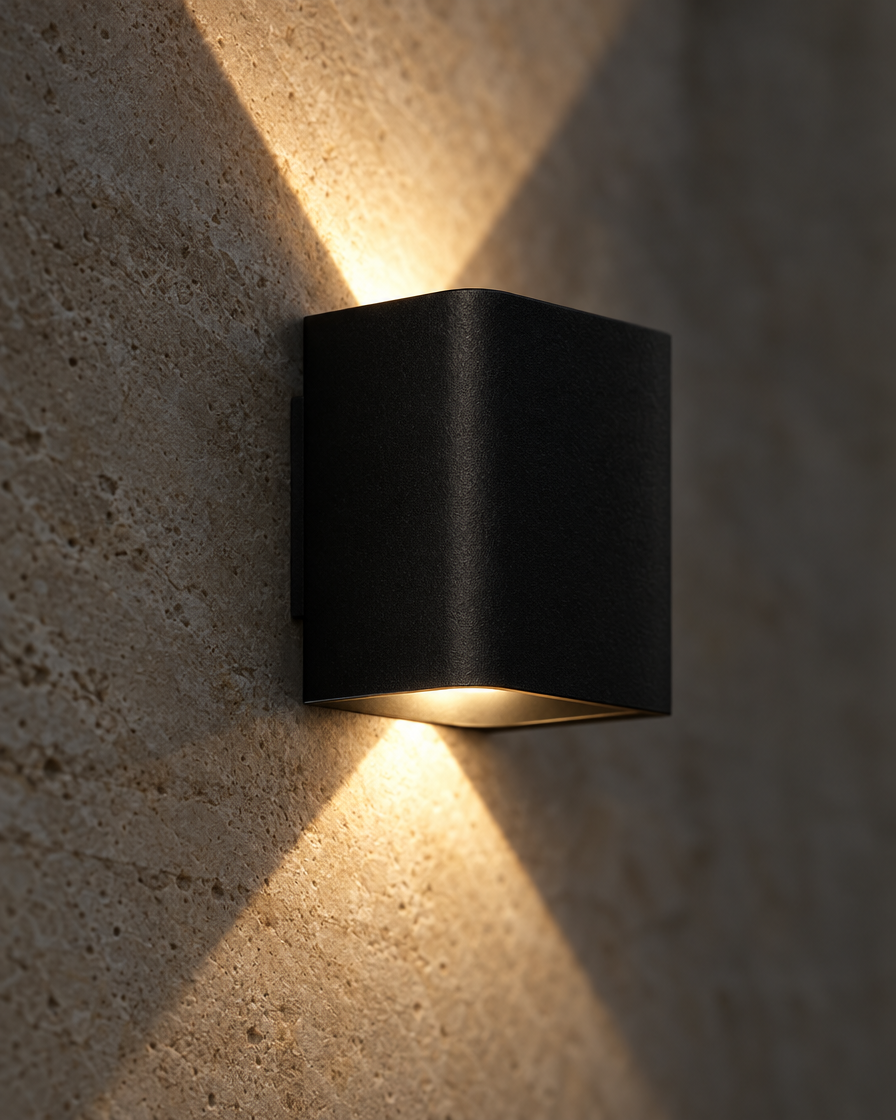 Piana Outdoor Wall Light — Black — detail