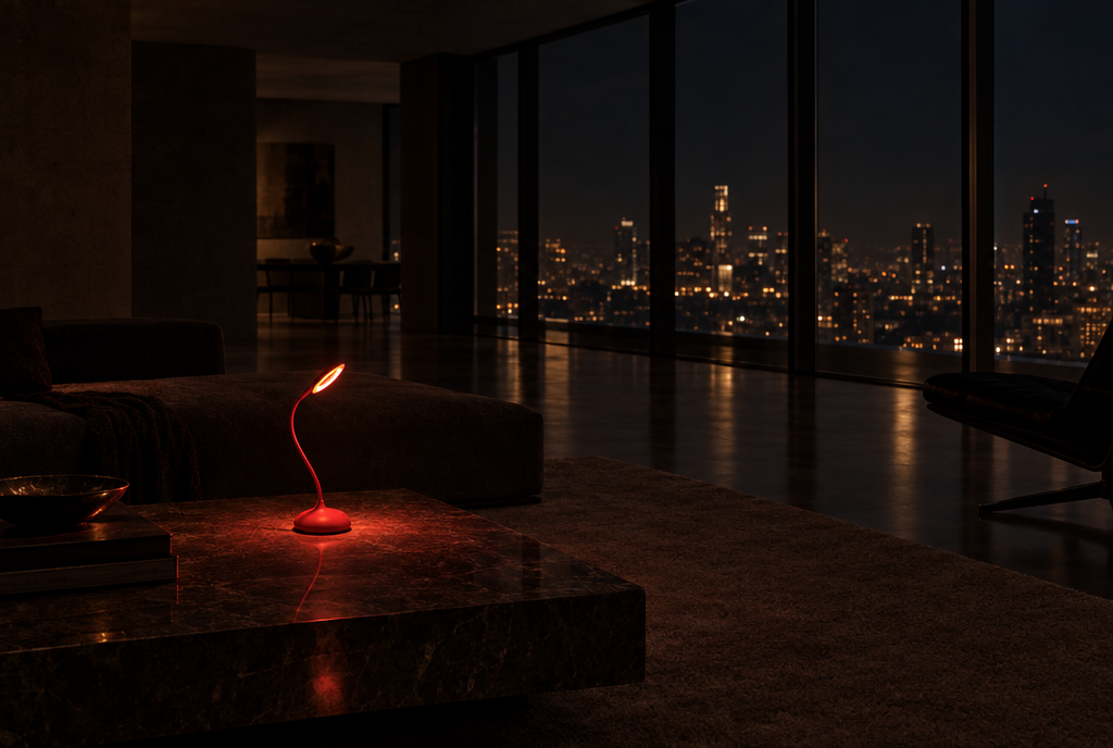 Alba Sleep Lamp — Amber — at night