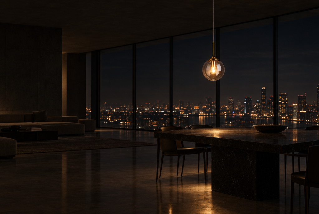 Monte Glass Pendant — at night