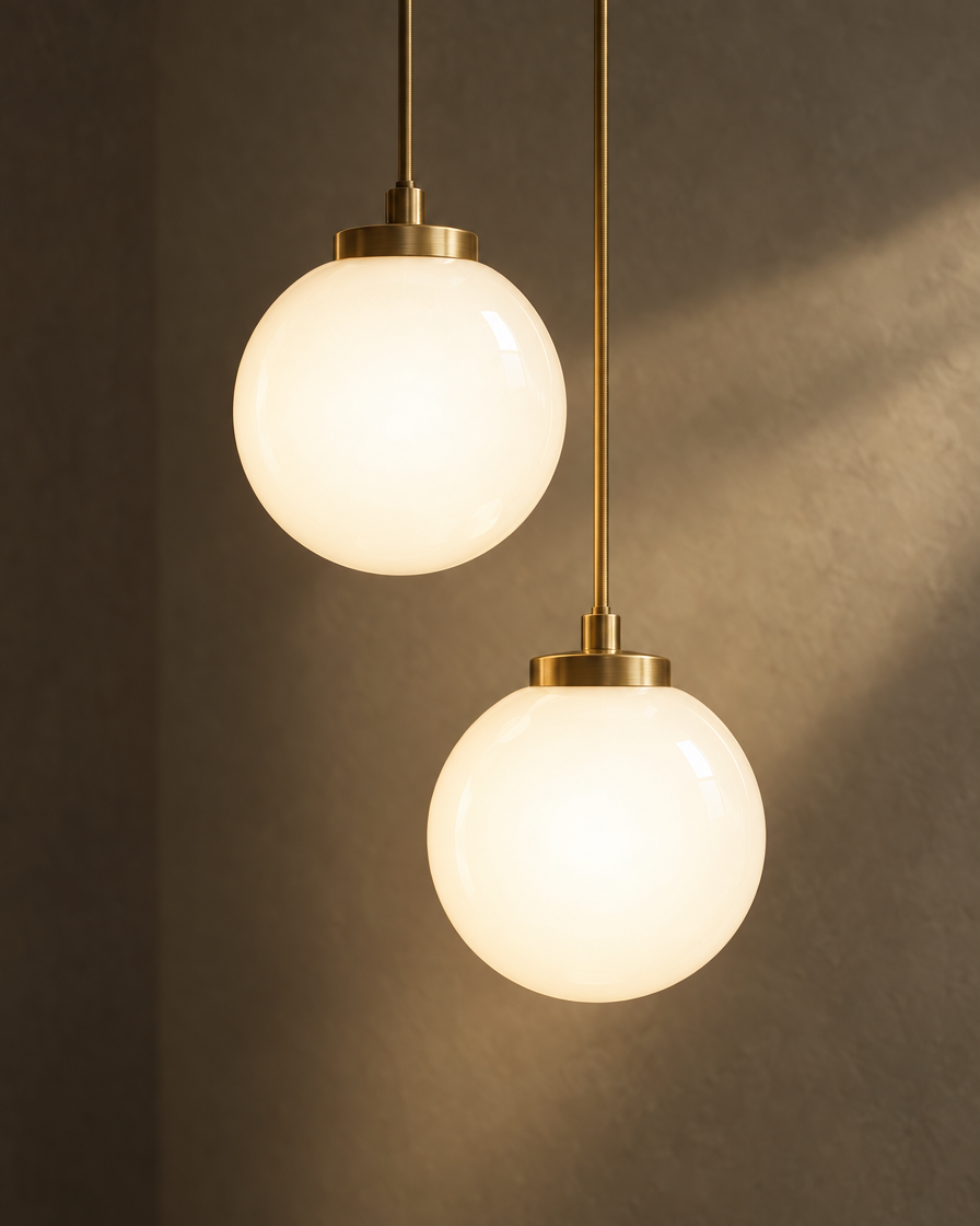 Orbe Twin Pendant — Brass — detail