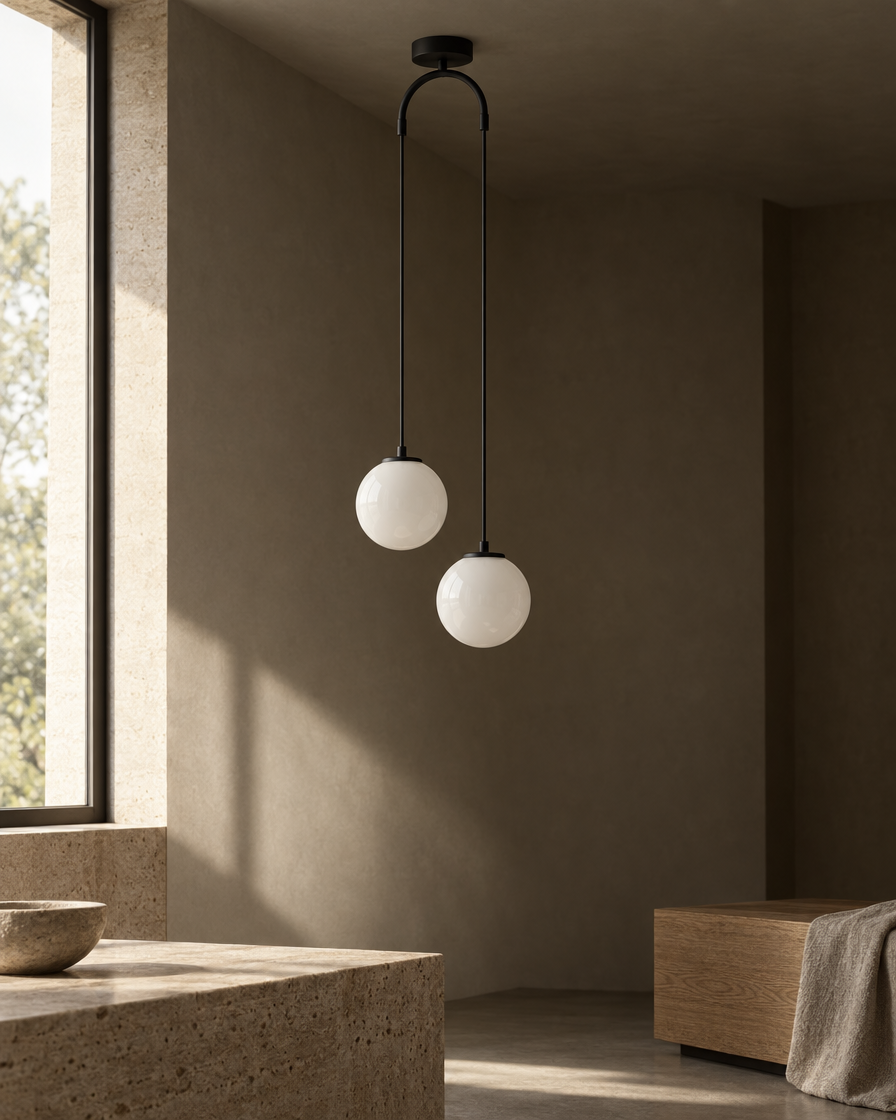 Orbe Twin Pendant — Matte black — daylight
