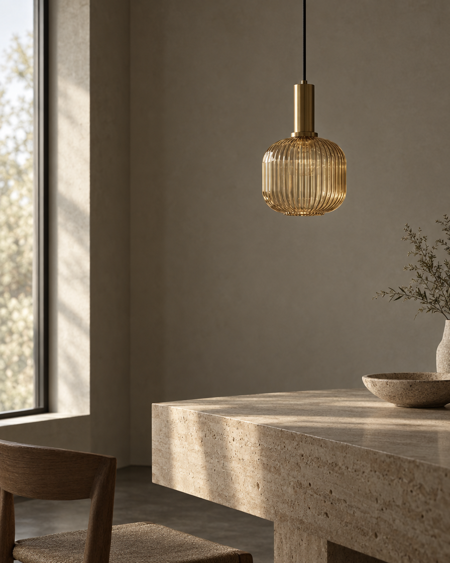 Velo Glass Pendant — Amber — daylight