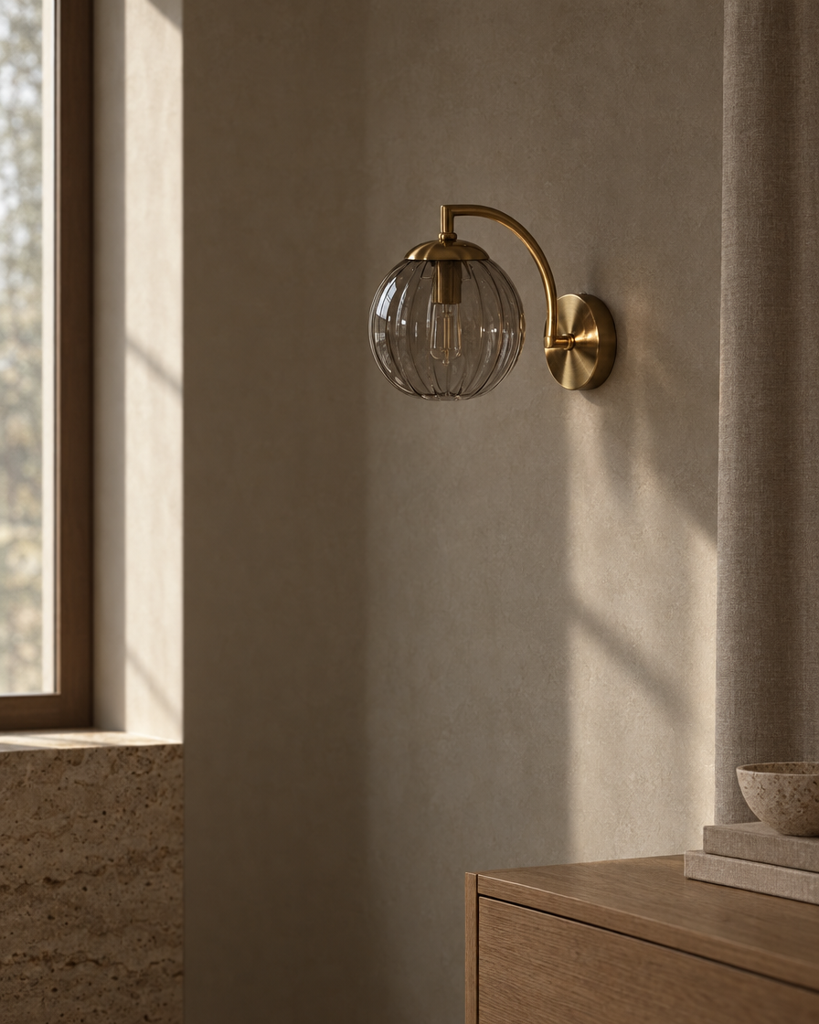 Riva Glass Wall Light — Smoke — daylight