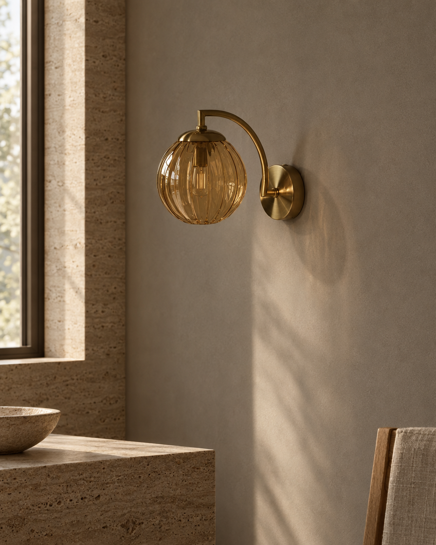 Riva Glass Wall Light — Amber — daylight