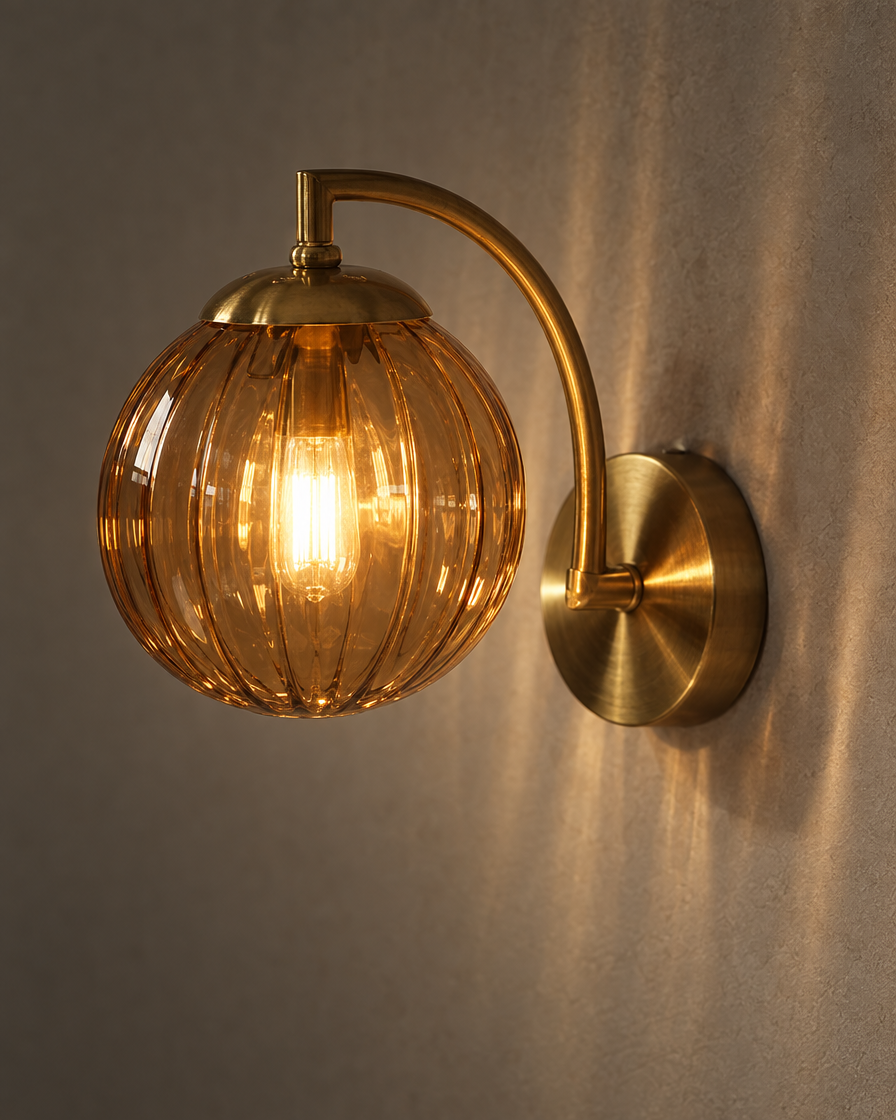 Riva Glass Wall Light — Amber — detail