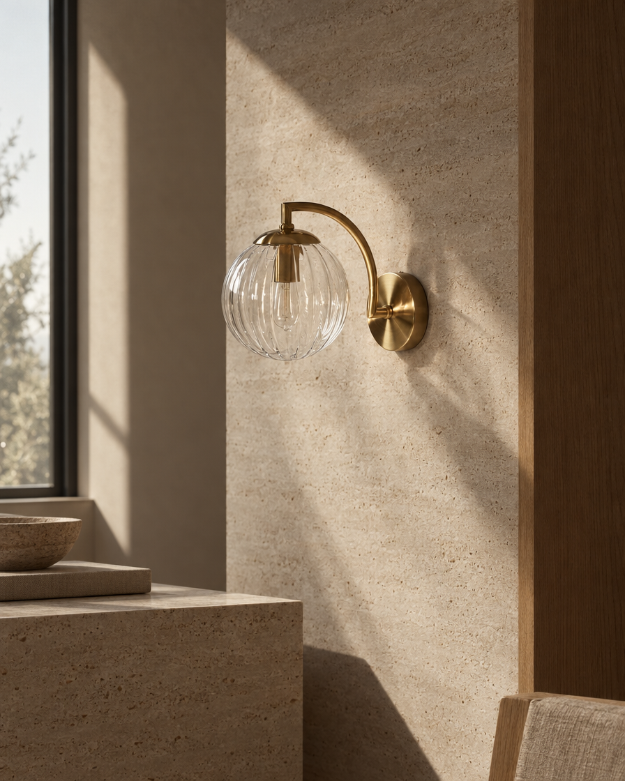 Riva Glass Wall Light — Clear — daylight