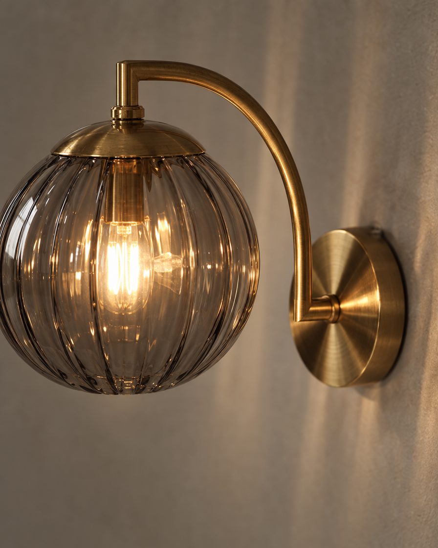 Riva Glass Wall Light — Smoke — detail