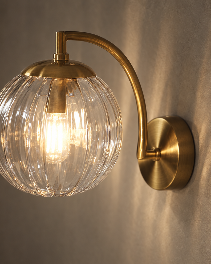 Riva Glass Wall Light — Clear — detail