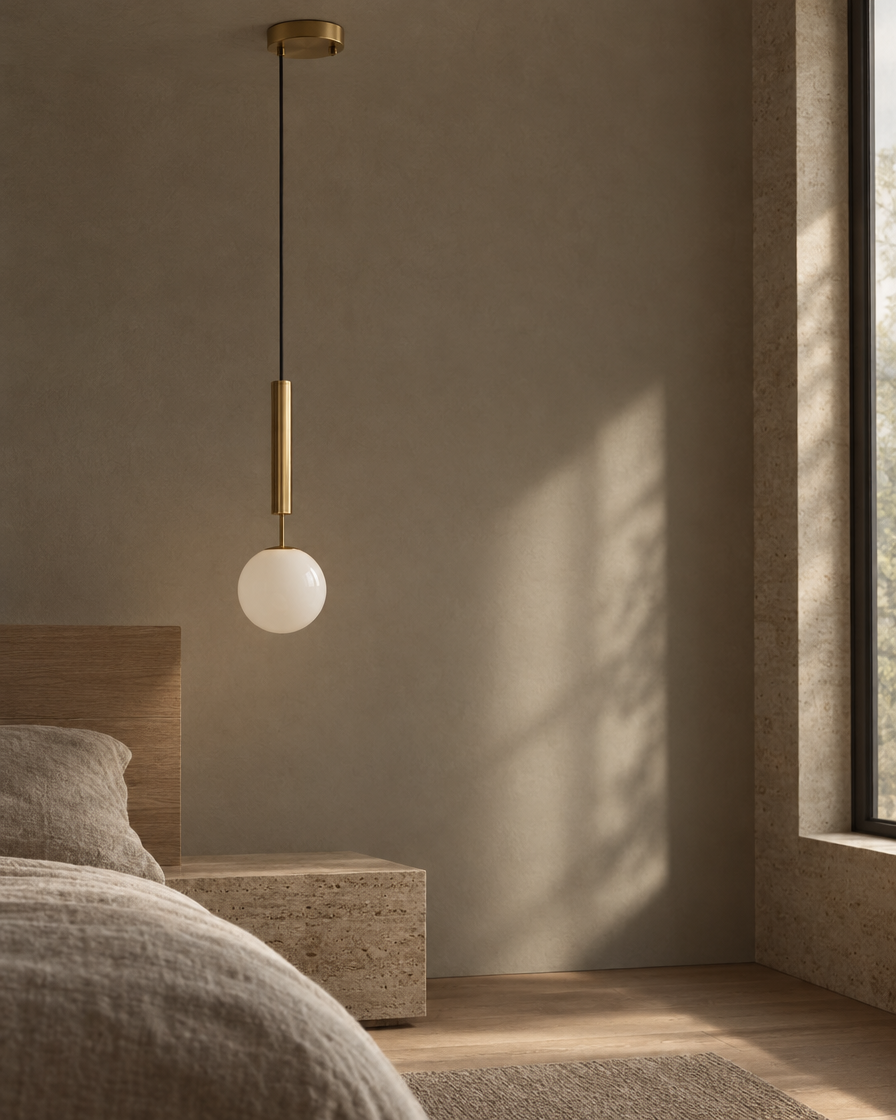 Lira Bedside Pendant — Brass — daylight
