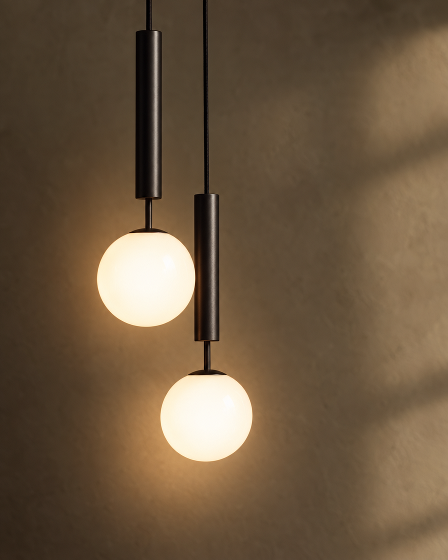 Lira Twin Bedside Pendant — Matte black — detail