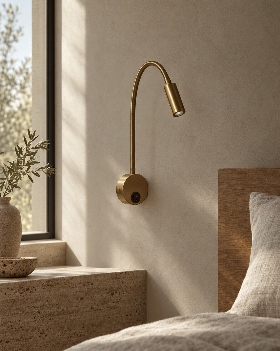 Fiume Reading Light — Brass — daylight