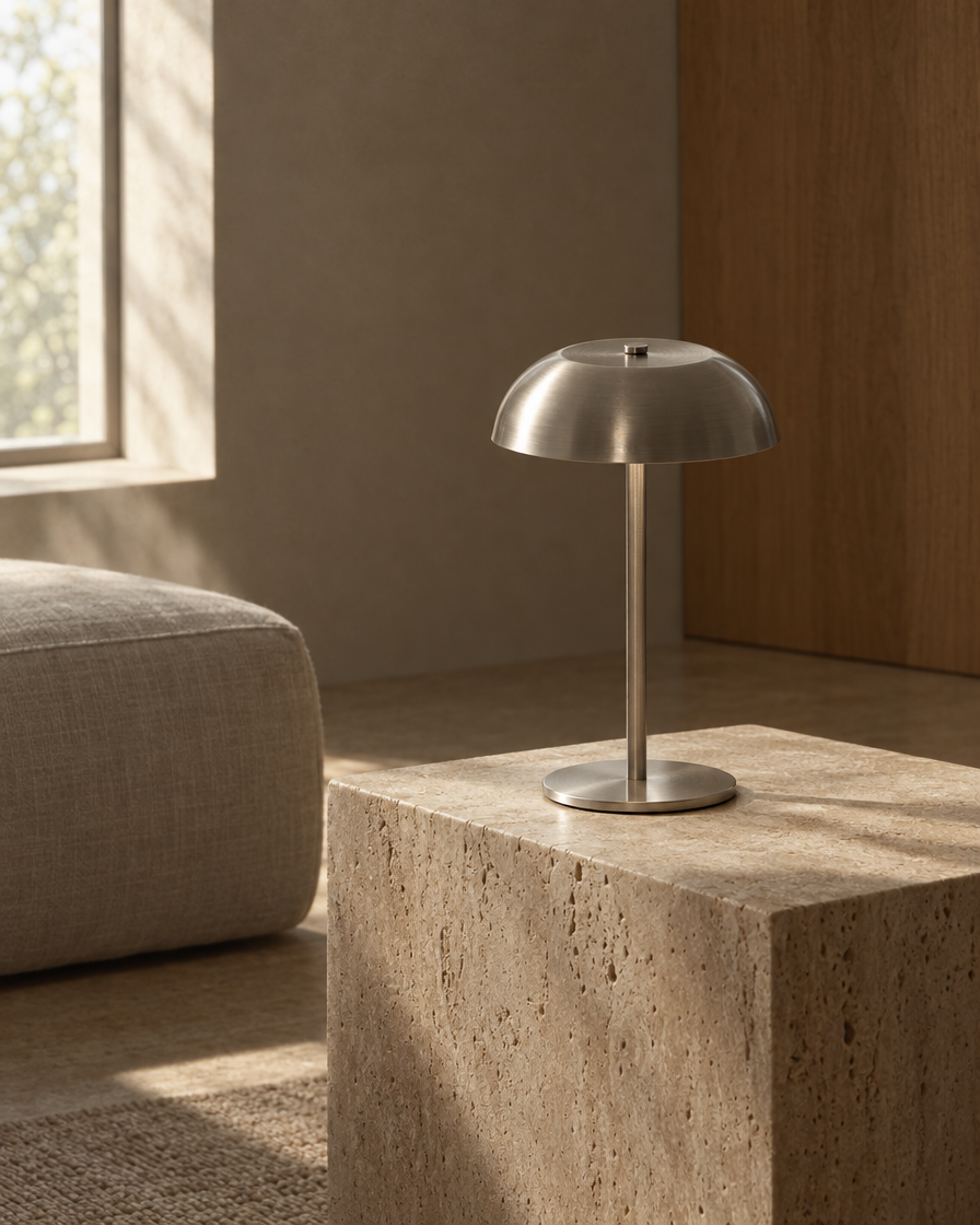 Nuvo Cordless Table Lamp — Brushed steel — daylight