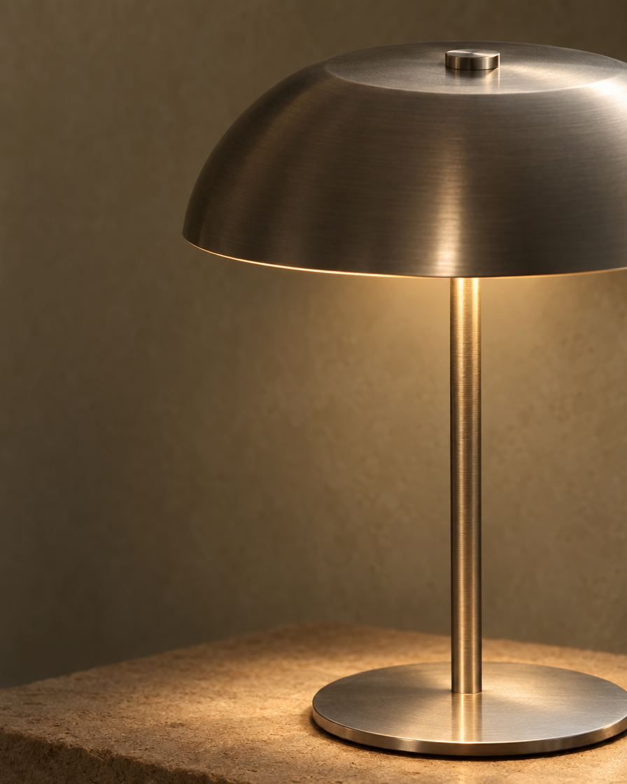 Nuvo Cordless Table Lamp — Brushed steel — detail