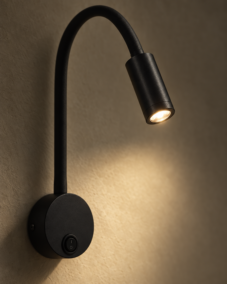 Fiume Reading Light — Matte black — detail