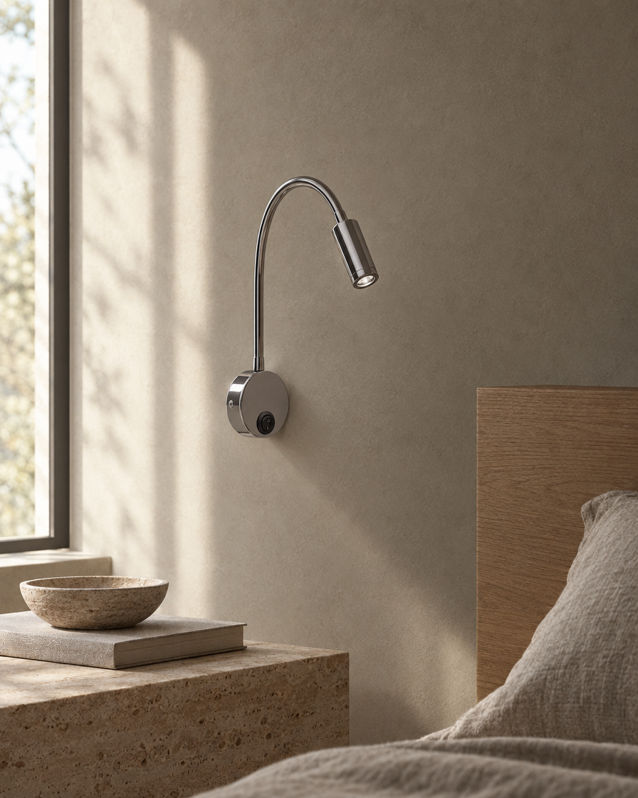 Fiume Reading Light — Chrome — daylight