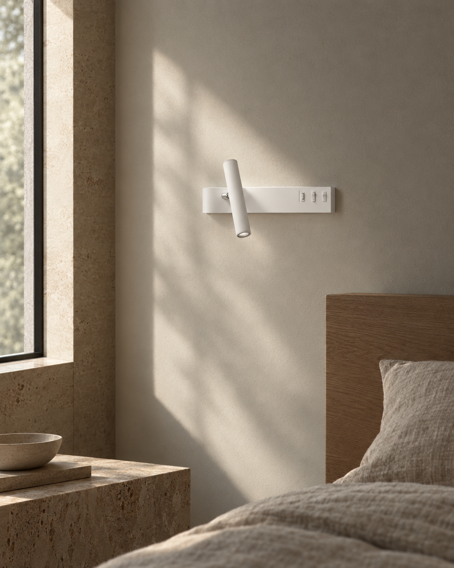 Sabbia Bedside Wall Light — White — daylight