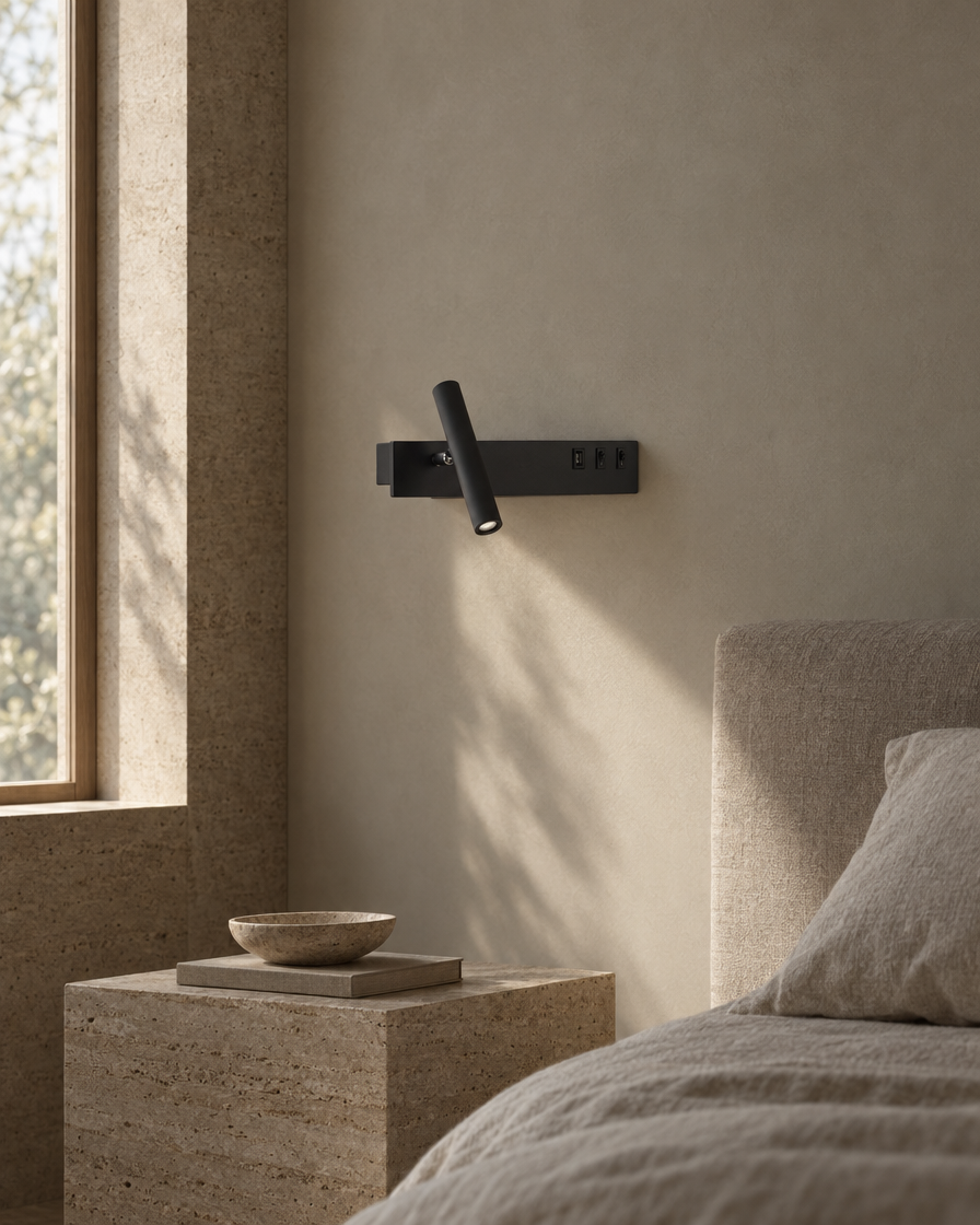Sabbia Bedside Wall Light — Matte black — daylight