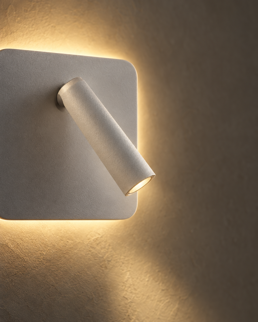 Lume Square Reading Sconce — White — detail