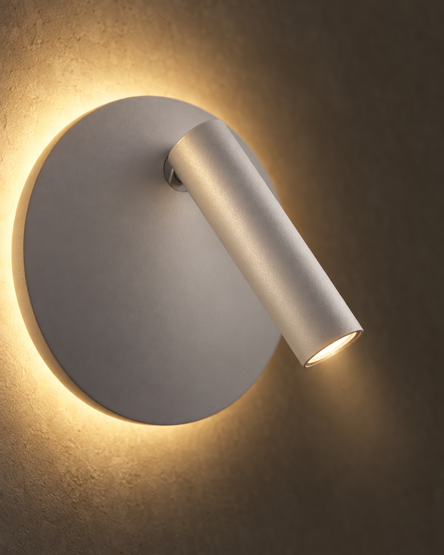 Lume Round Reading Sconce — White — detail