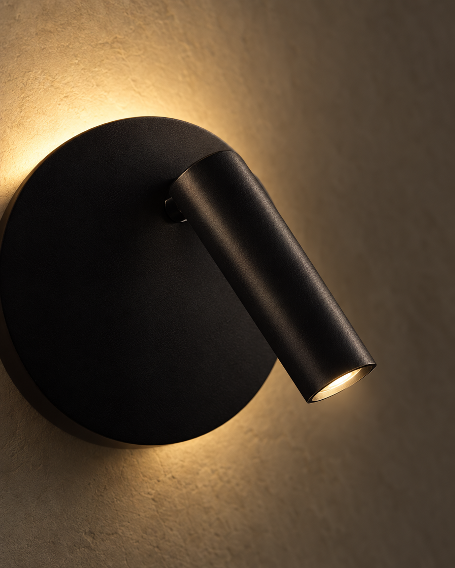 Lume Round Reading Sconce — Matte black — detail