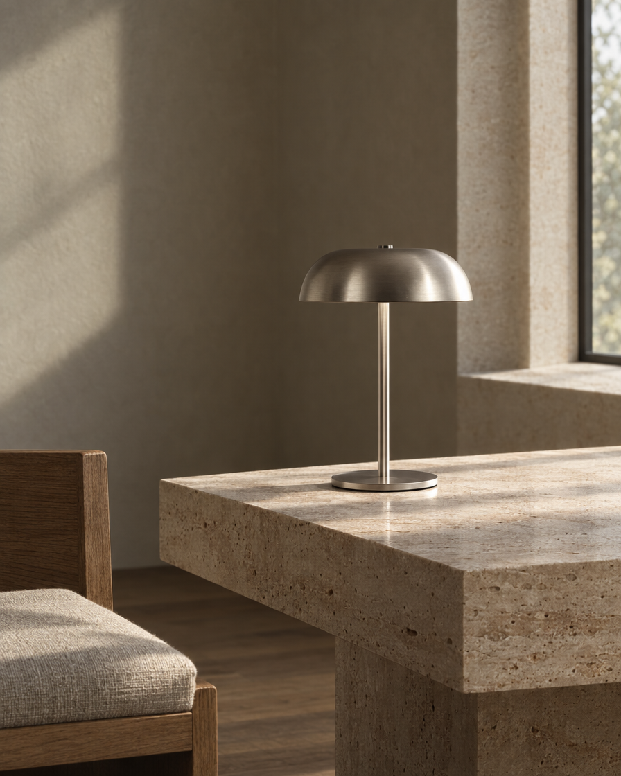 Fungo Table Lamp — Brushed steel — daylight