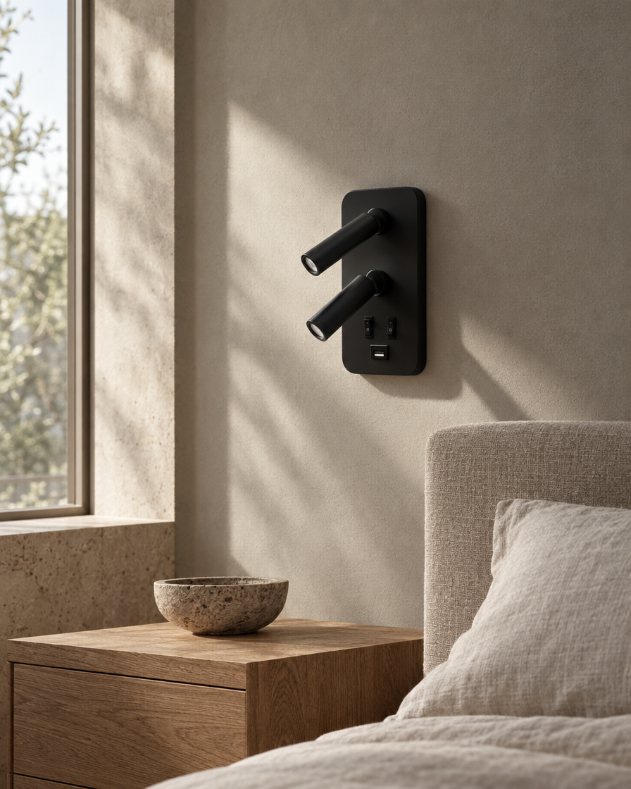 Duo Reading Wall Light — Matte black — daylight
