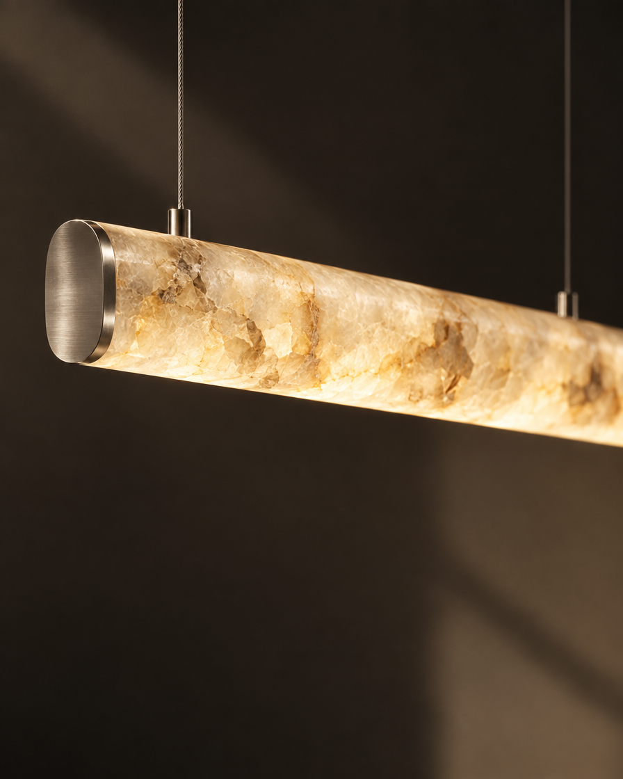 Traverso Marble Linear Pendant — Nickel — detail