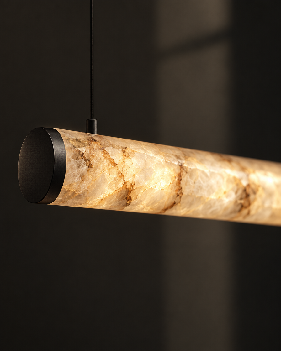 Traverso Marble Linear Pendant — Matte black — detail