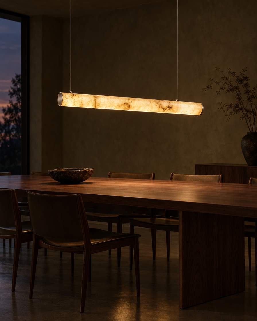Traverso Marble Linear Pendant — Nickel — Lumenholm