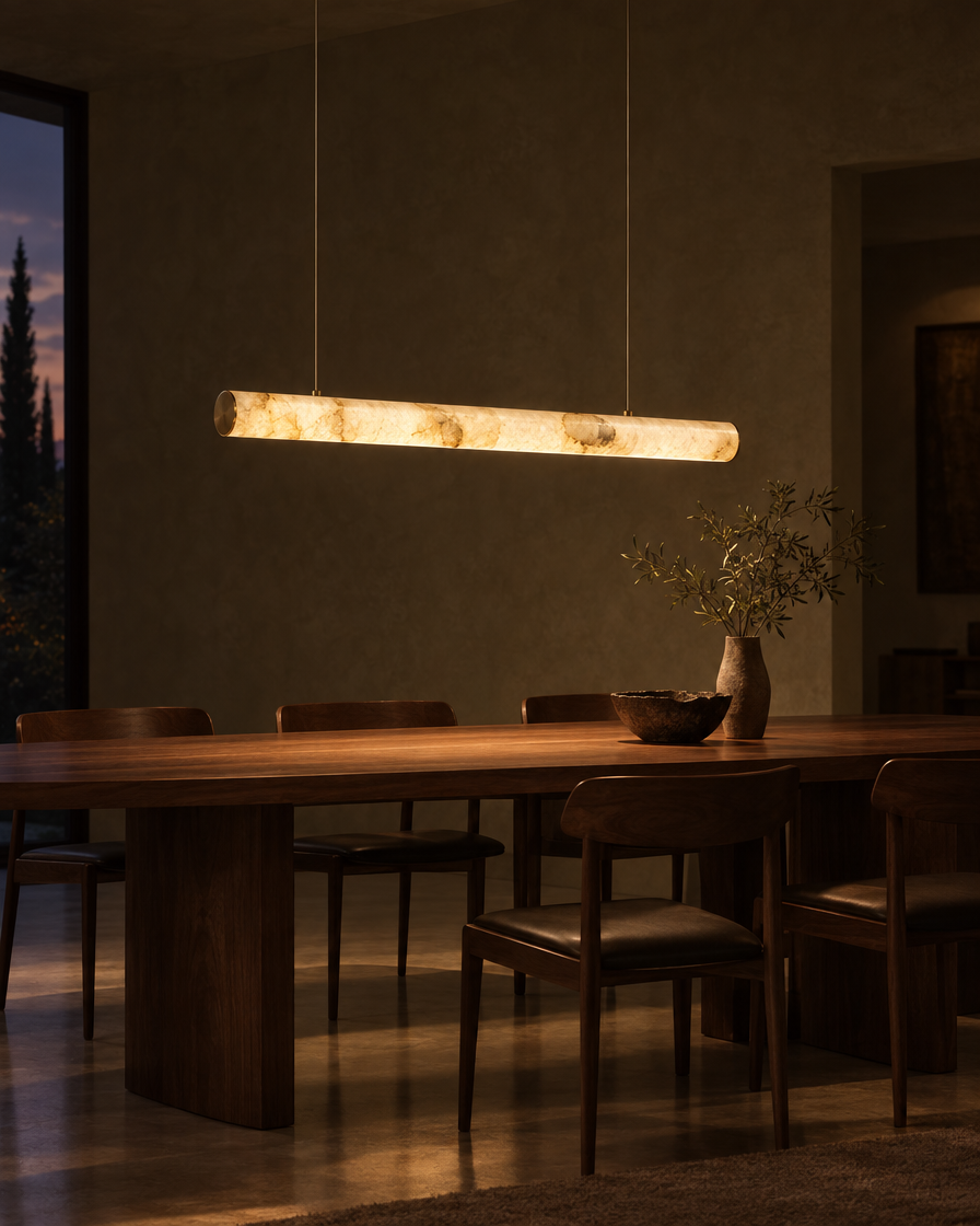 Traverso Marble Linear Pendant — Brass tone — Lumenholm