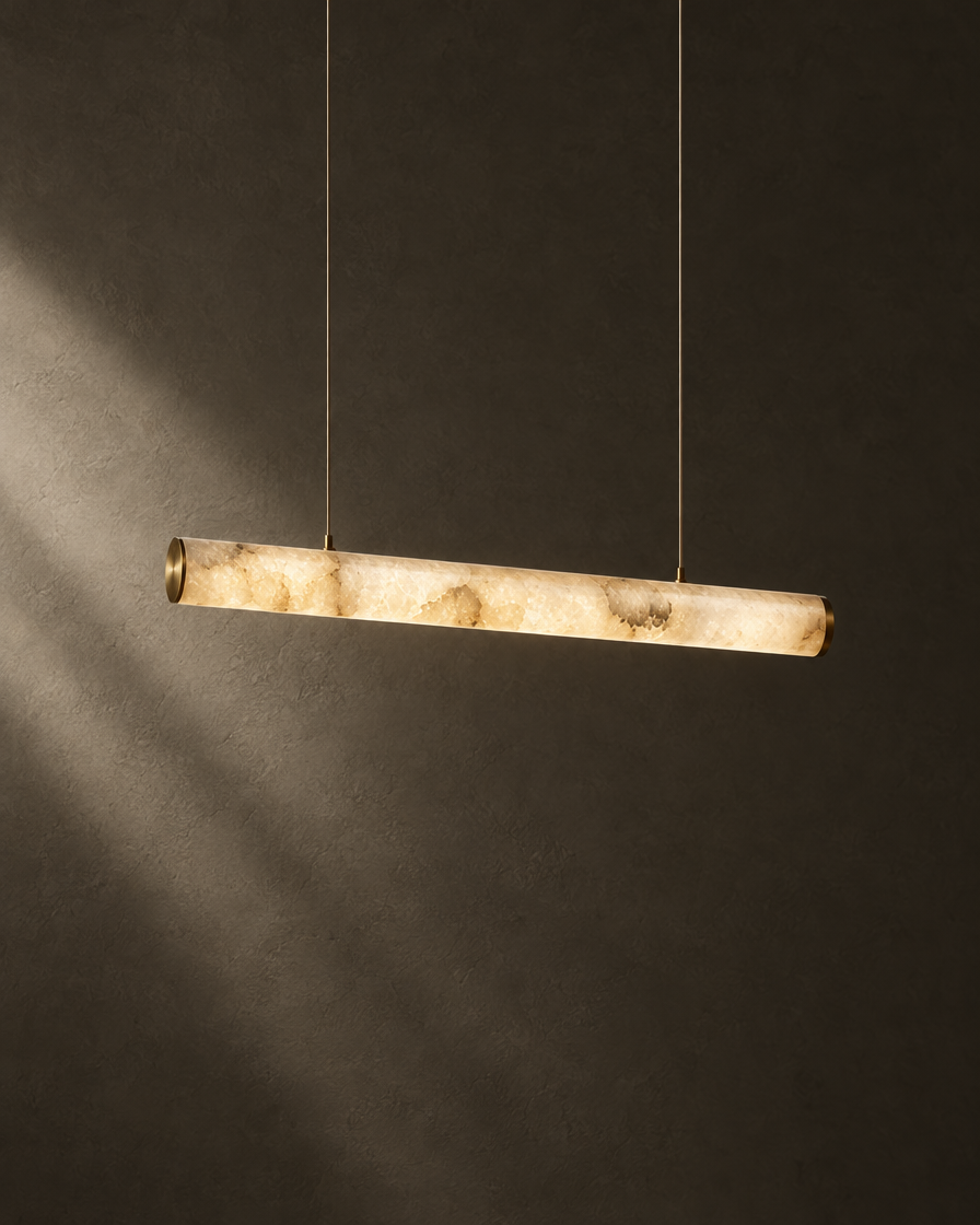 Traverso Marble Linear Pendant — Brass tone — studio