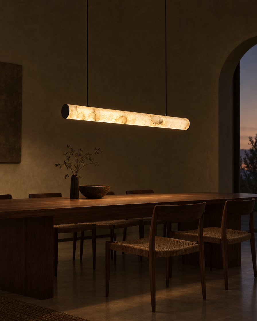 Traverso Marble Linear Pendant — Matte black — Lumenholm