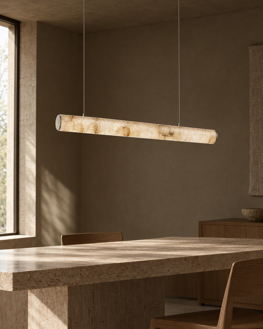Traverso Marble Linear Pendant — Nickel — daylight