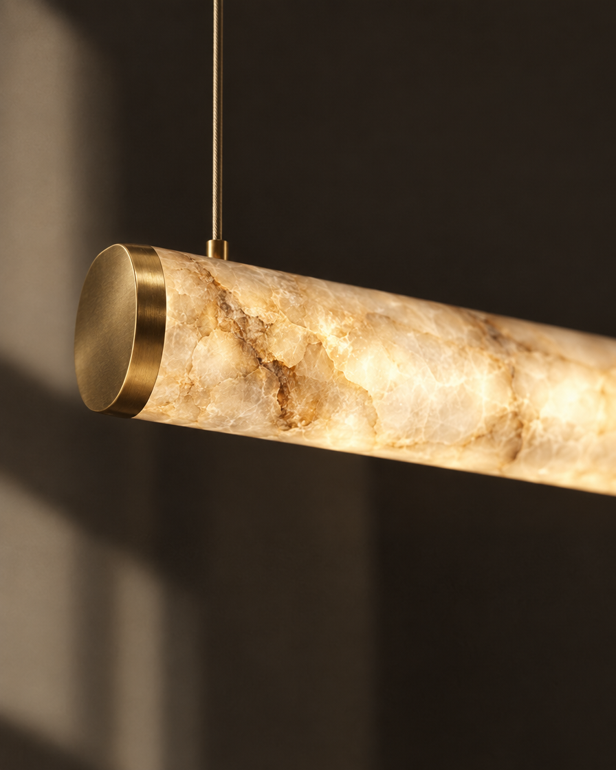 Traverso Marble Linear Pendant — Brass tone — detail