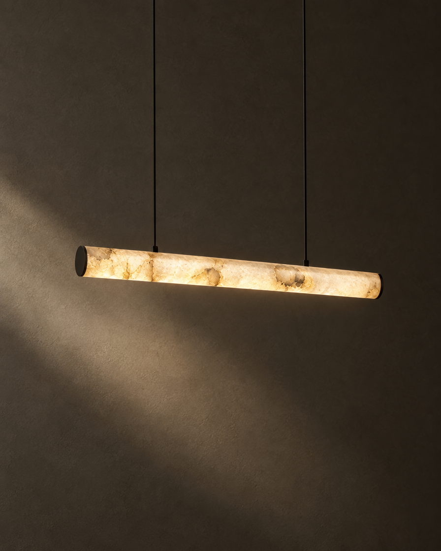 Traverso Marble Linear Pendant — Matte black — studio