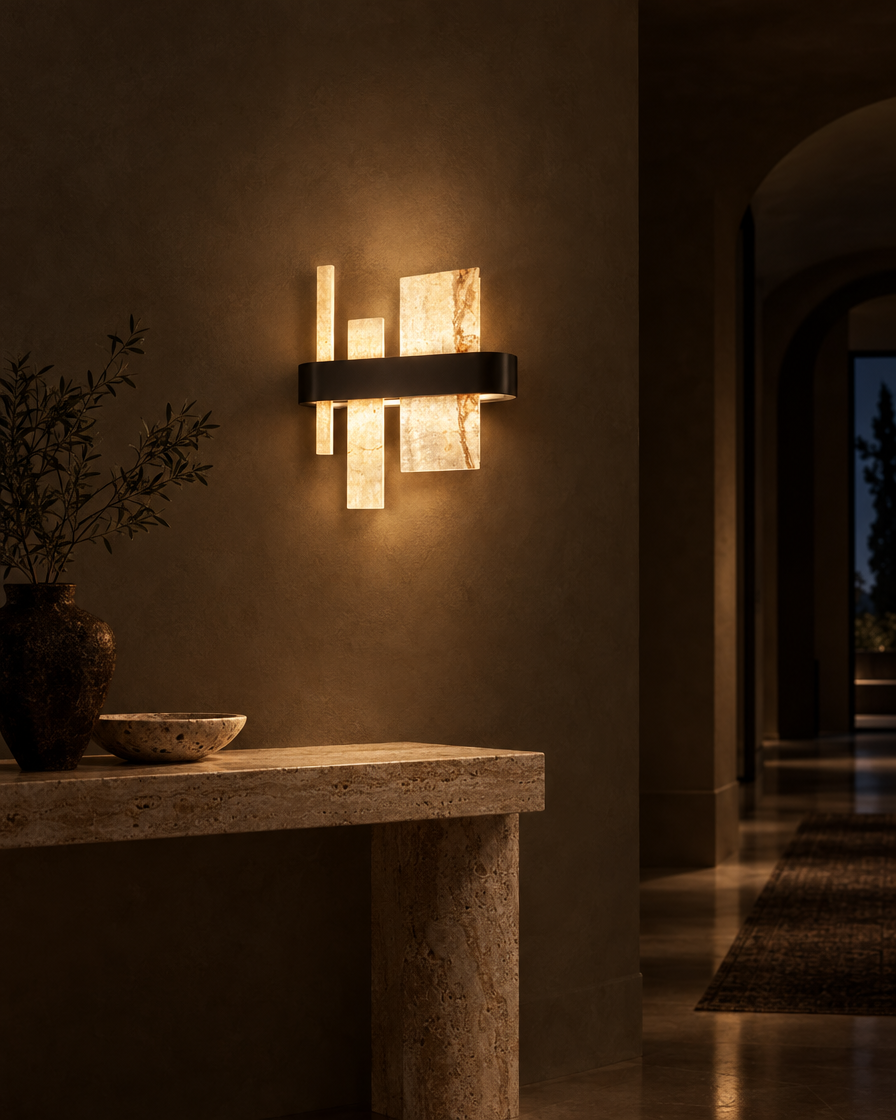 Strata Marble Wall Sconce — Matte black — Lumenholm
