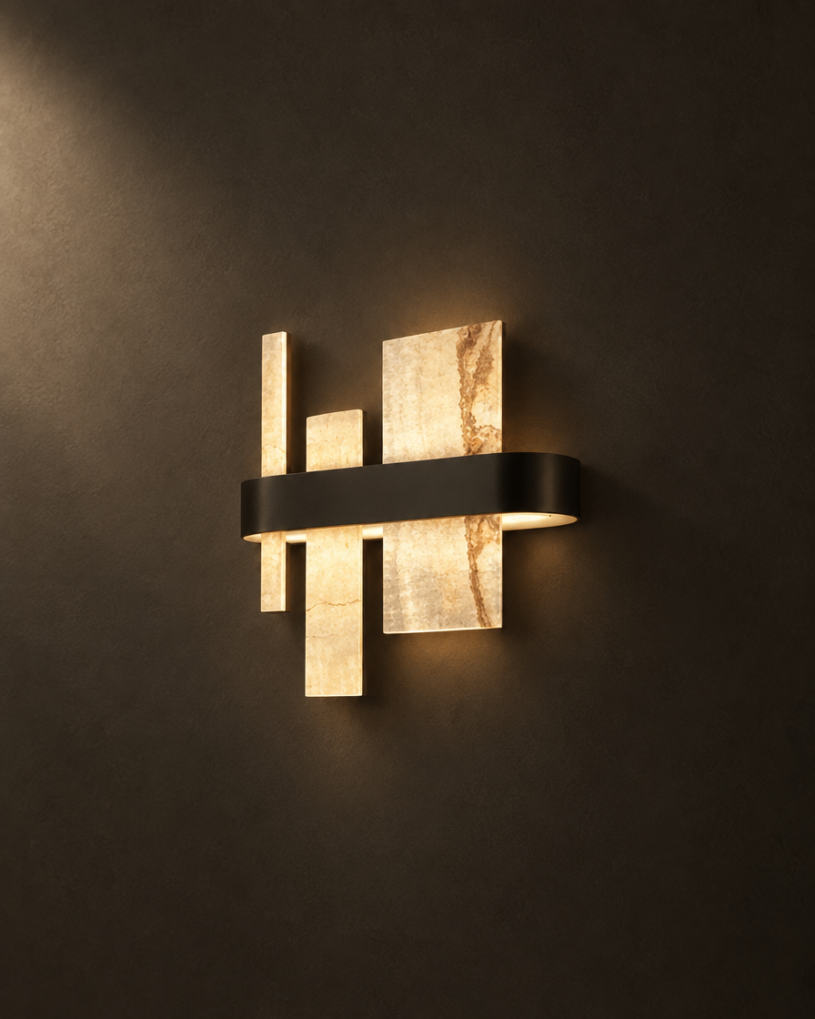 Strata Marble Wall Sconce — Matte black — studio