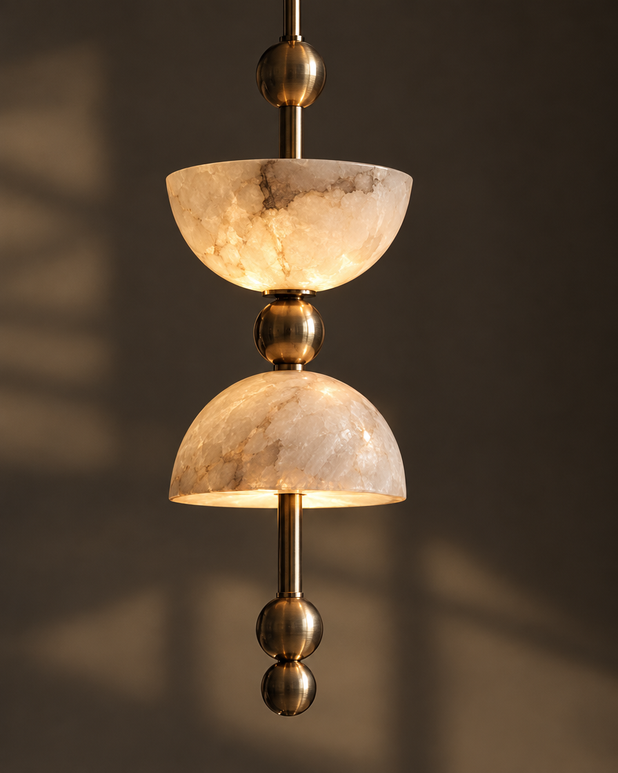 Pila Stacked Marble Pendant — Nickel — detail