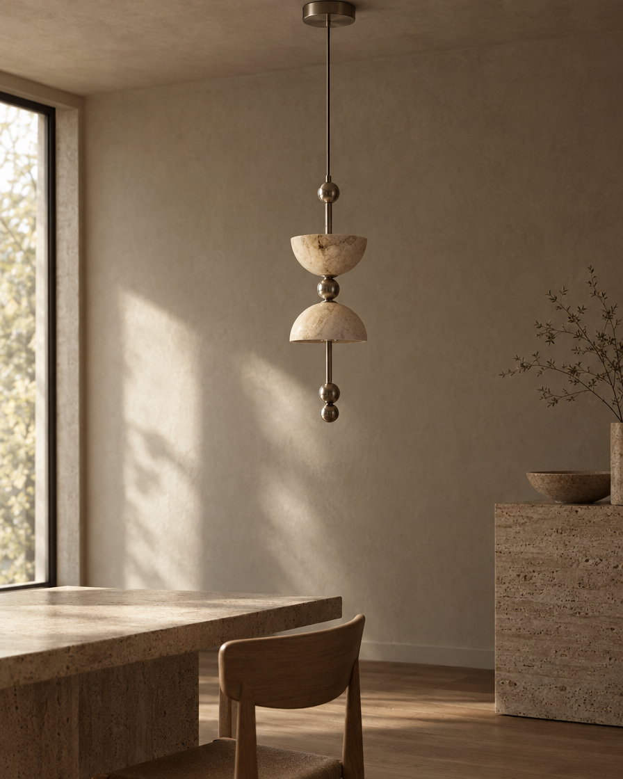 Pila Stacked Marble Pendant — Nickel — daylight