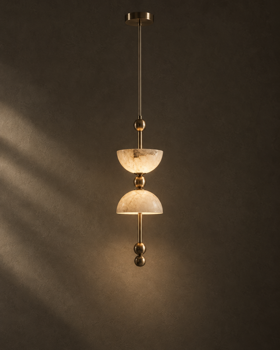 Pila Stacked Marble Pendant — Nickel — studio