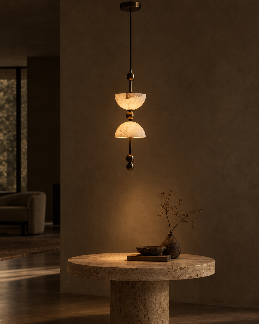 Pila Stacked Marble Pendant — Matte black — Lumenholm