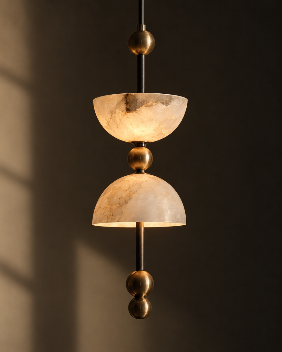Pila Stacked Marble Pendant — Matte black — detail