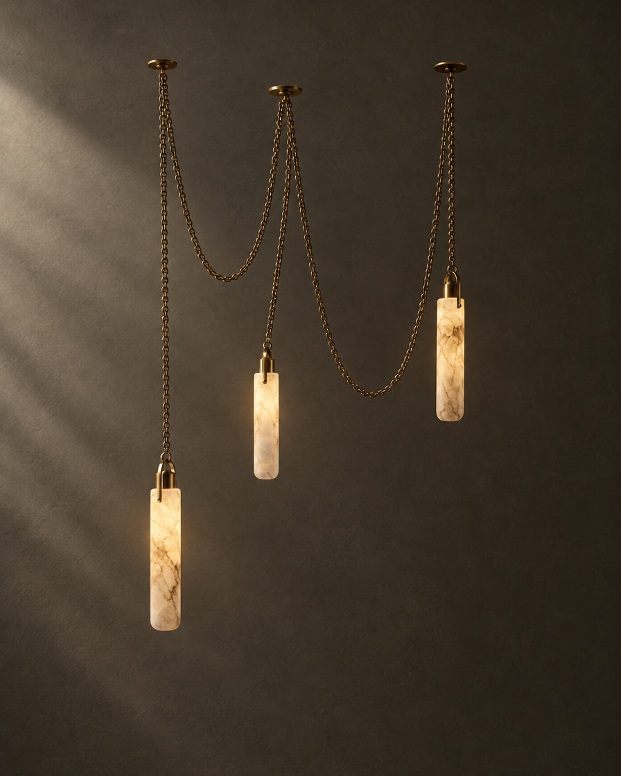 Filo Three-Light Alabaster Swag Chandelier — studio