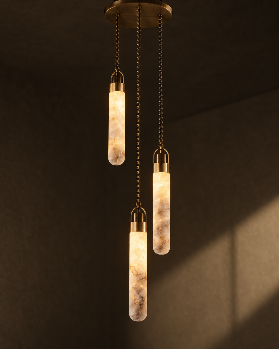 Grappolo Three-Light Alabaster Cluster Chandelier — detail