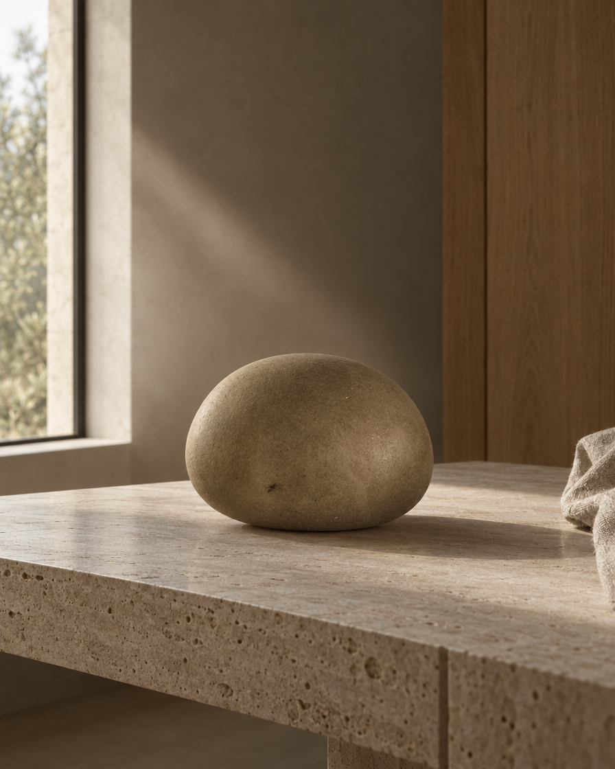 Sasso Cordless Stone Lamp — Umber — daylight