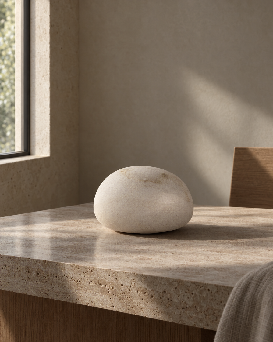 Sasso Cordless Stone Lamp — Ivory — daylight