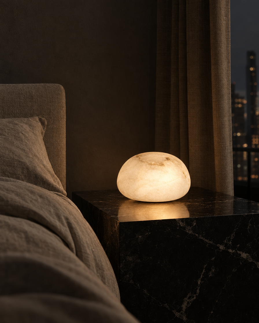 Sasso Cordless Stone Lamp — Ivory — Lumenholm