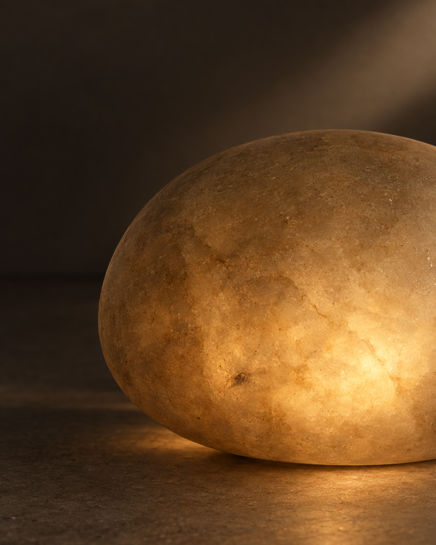 Sasso Cordless Stone Lamp — Umber — detail
