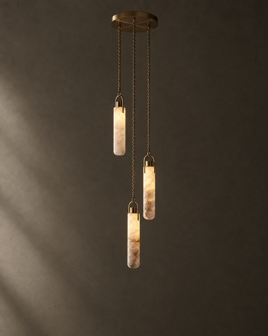 Grappolo Three-Light Alabaster Cluster Chandelier — studio